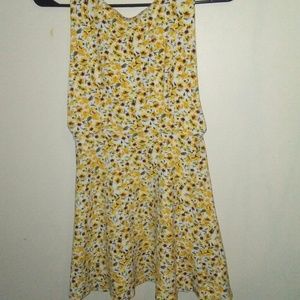 Yellow floral mini dress